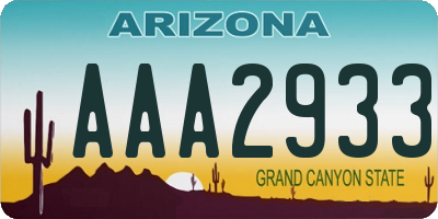 AZ license plate AAA2933