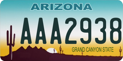 AZ license plate AAA2938