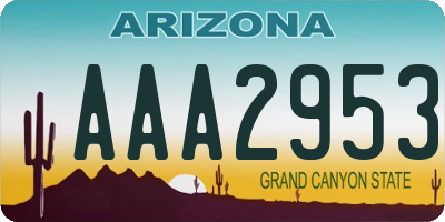AZ license plate AAA2953