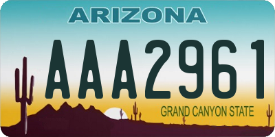 AZ license plate AAA2961