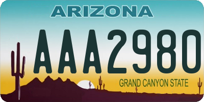AZ license plate AAA2980