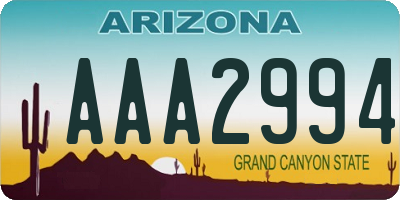 AZ license plate AAA2994