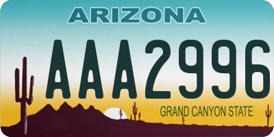AZ license plate AAA2996