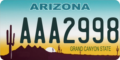AZ license plate AAA2998
