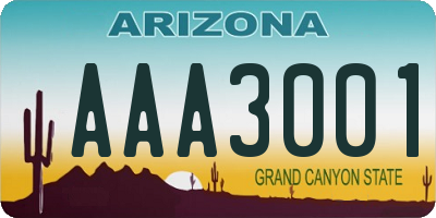 AZ license plate AAA3001