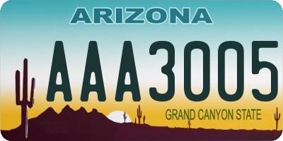 AZ license plate AAA3005
