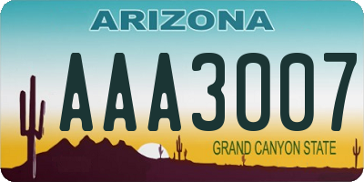 AZ license plate AAA3007