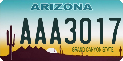 AZ license plate AAA3017