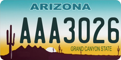 AZ license plate AAA3026