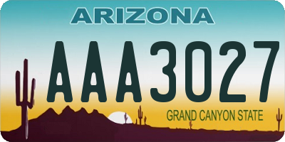 AZ license plate AAA3027