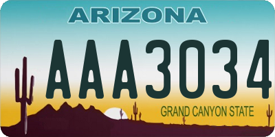 AZ license plate AAA3034