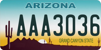 AZ license plate AAA3036