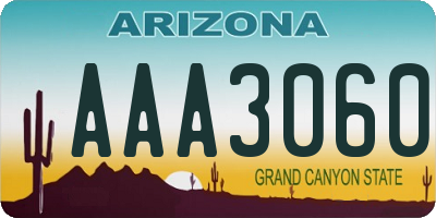 AZ license plate AAA3060
