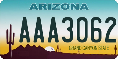 AZ license plate AAA3062