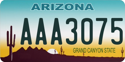 AZ license plate AAA3075