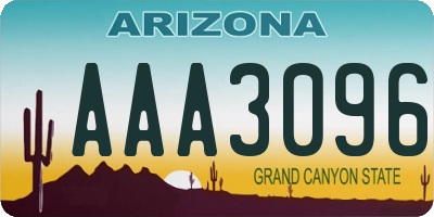 AZ license plate AAA3096