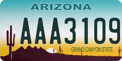 AZ license plate AAA3109