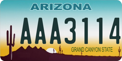 AZ license plate AAA3114