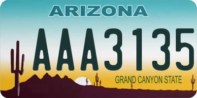 AZ license plate AAA3135