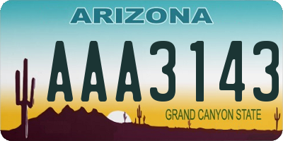 AZ license plate AAA3143