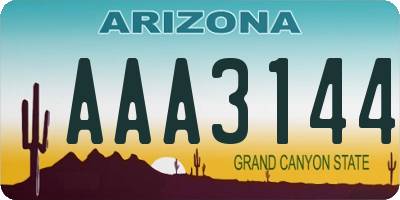 AZ license plate AAA3144