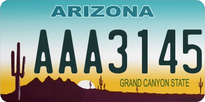 AZ license plate AAA3145