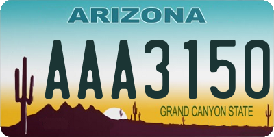 AZ license plate AAA3150