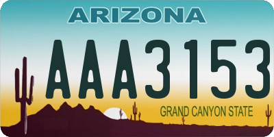 AZ license plate AAA3153