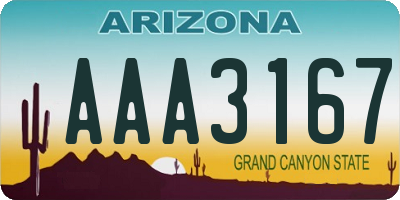 AZ license plate AAA3167