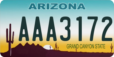 AZ license plate AAA3172