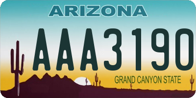 AZ license plate AAA3190