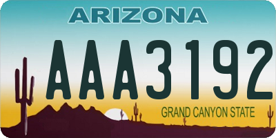 AZ license plate AAA3192