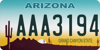AZ license plate AAA3194