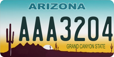 AZ license plate AAA3204
