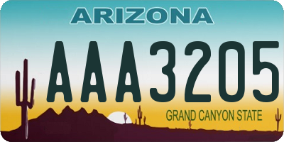 AZ license plate AAA3205