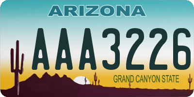 AZ license plate AAA3226