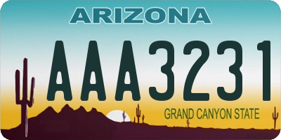 AZ license plate AAA3231