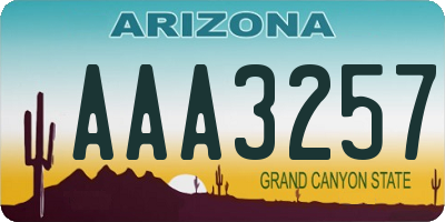 AZ license plate AAA3257