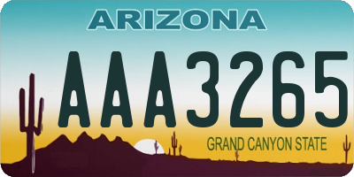 AZ license plate AAA3265
