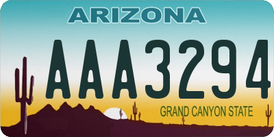 AZ license plate AAA3294