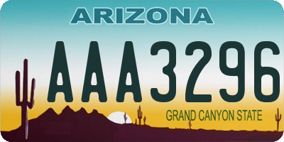 AZ license plate AAA3296