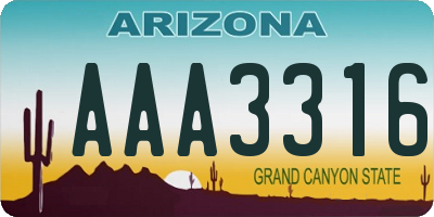 AZ license plate AAA3316