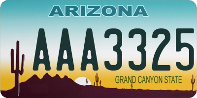 AZ license plate AAA3325
