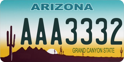 AZ license plate AAA3332