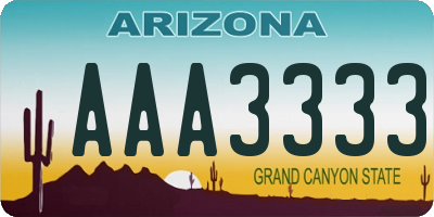 AZ license plate AAA3333