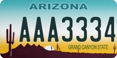 AZ license plate AAA3334