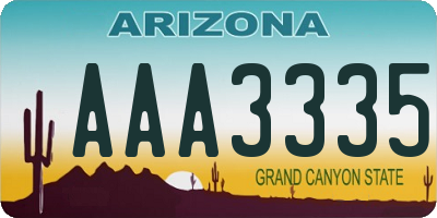 AZ license plate AAA3335