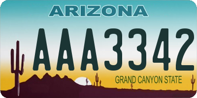 AZ license plate AAA3342