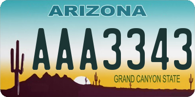 AZ license plate AAA3343