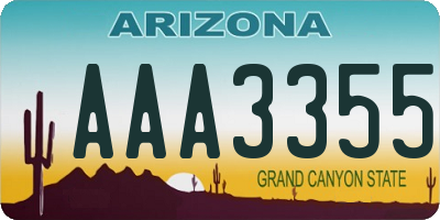 AZ license plate AAA3355